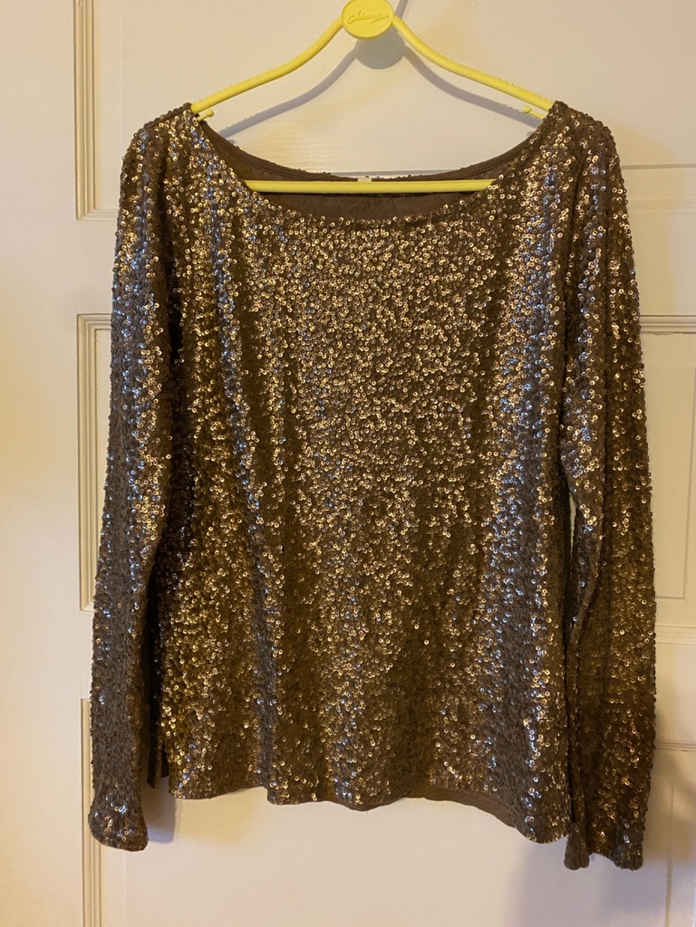 J. Crew Bronze Sequin Long-Sleeve Top